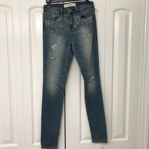 Abercrombie Fitch Medium Wash Detailed Jeans